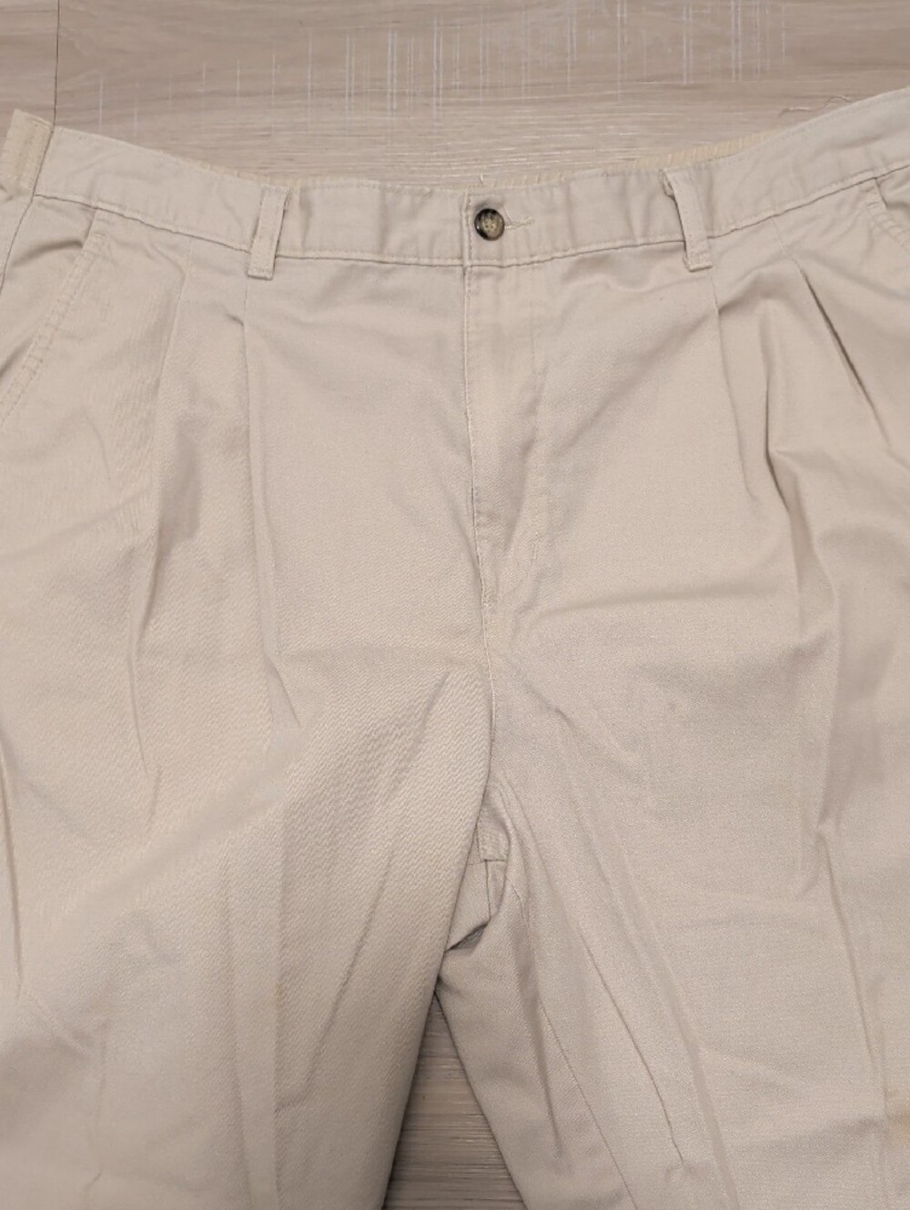 Puritan Men's 40W 28L Pleated Chino Pants in Light Beige Stretch Waist